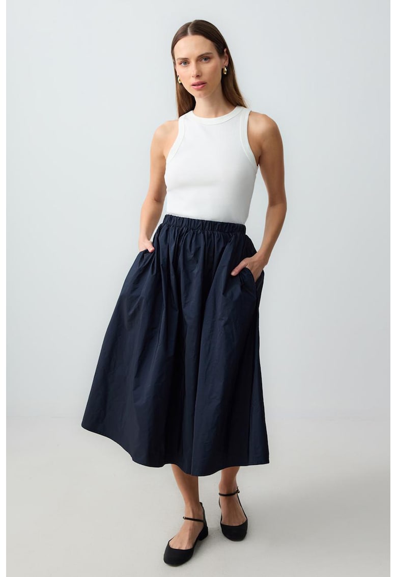 Fusta midi cu buzunare laterale