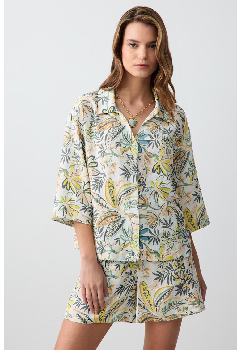Camasa cu maneci scurte si imprimeu floral