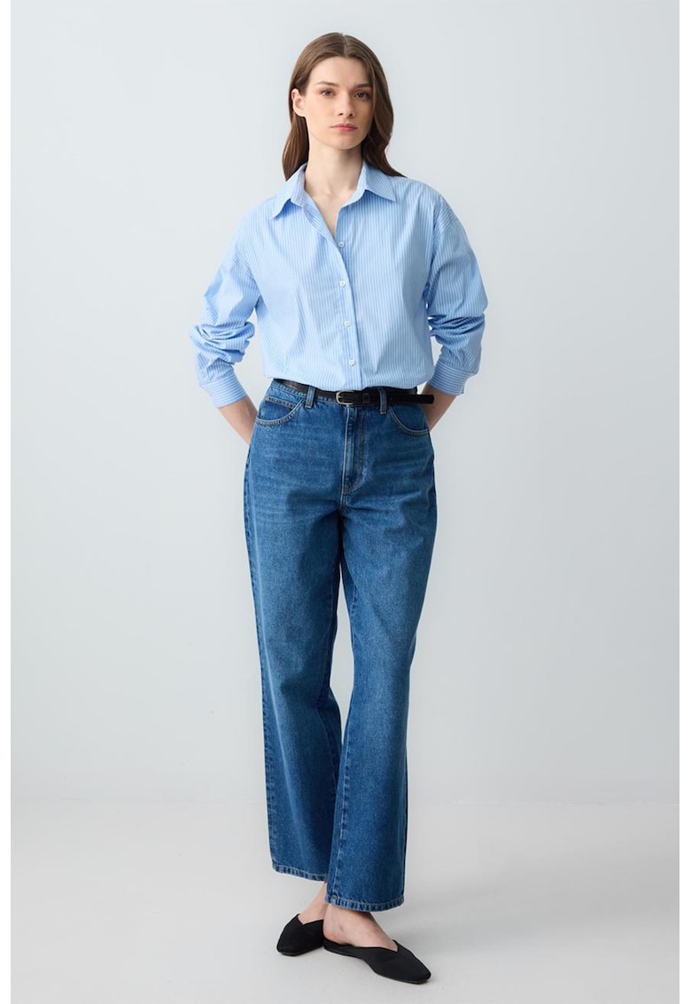 Camasa din amestec de bumbac - Alb/Albastru