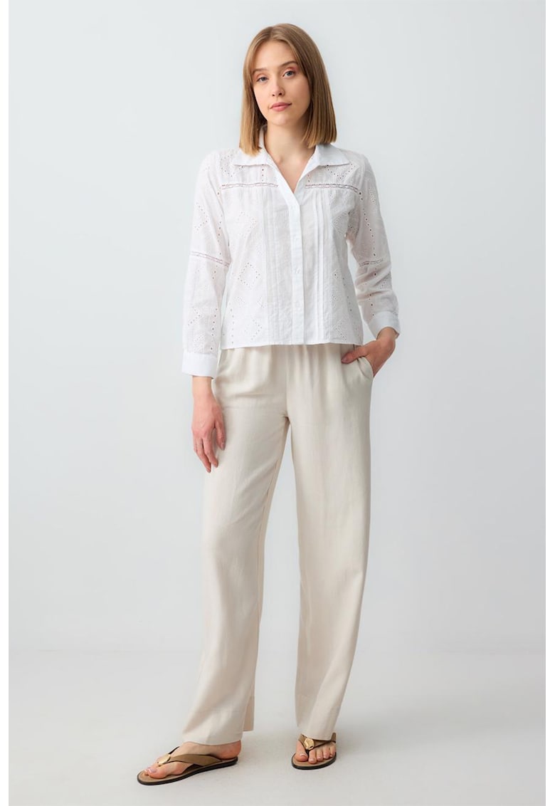Pantaloni cu talie inalta - Maro nisip