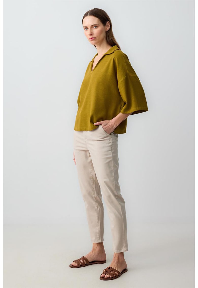 Blugi cu talie inalta - Maro nisip