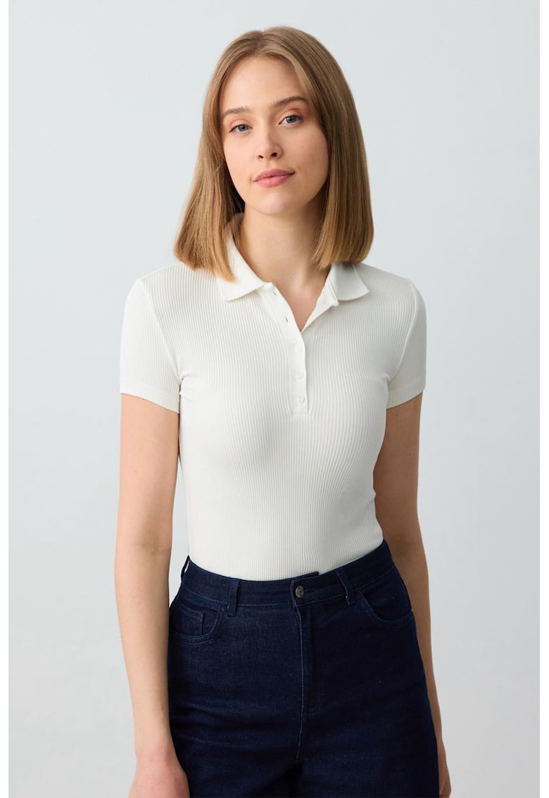 Tricou polo slim fit din amestec de modal