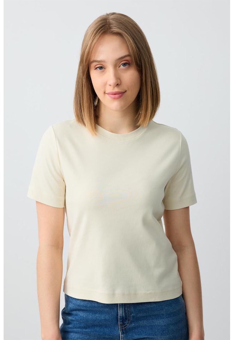 Tricou uni din bumbac - Bej