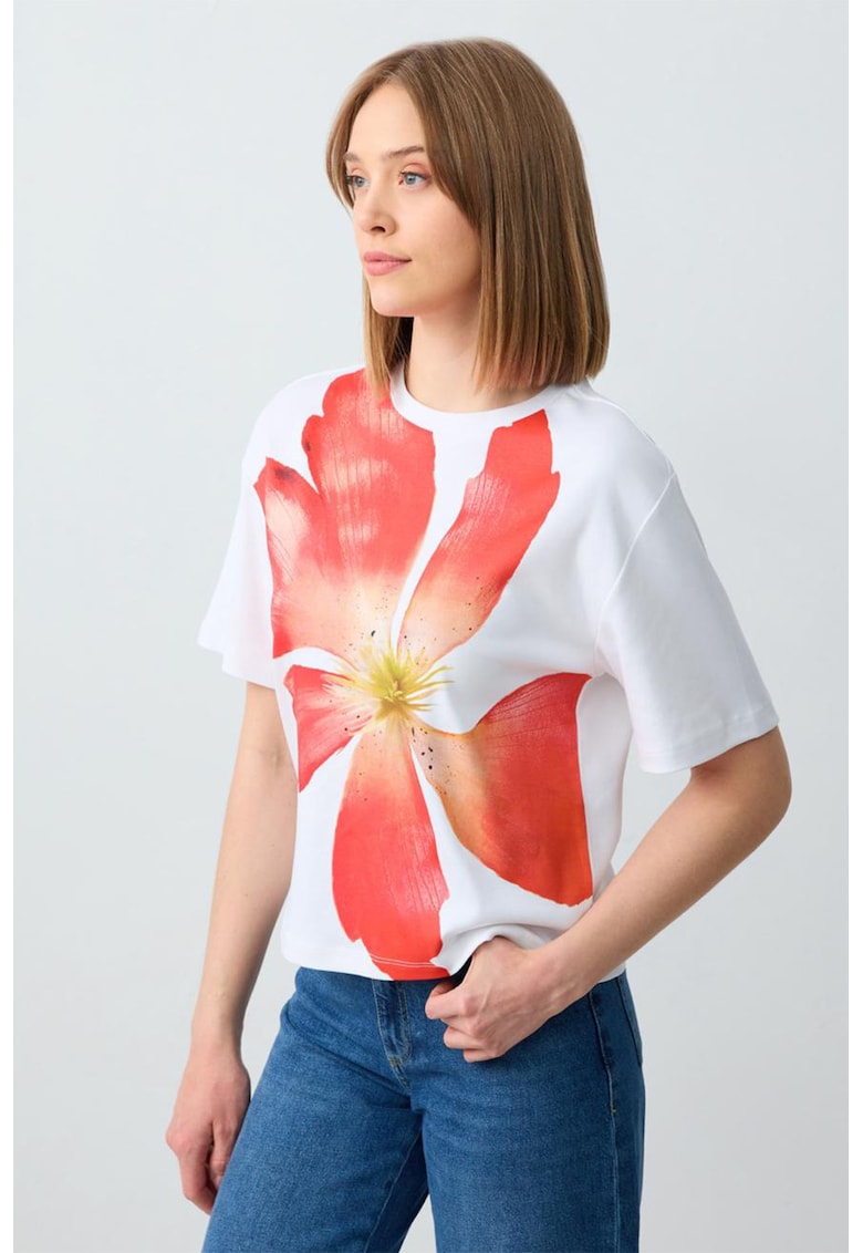 Tricou din bumbac cu imprimeu floral
