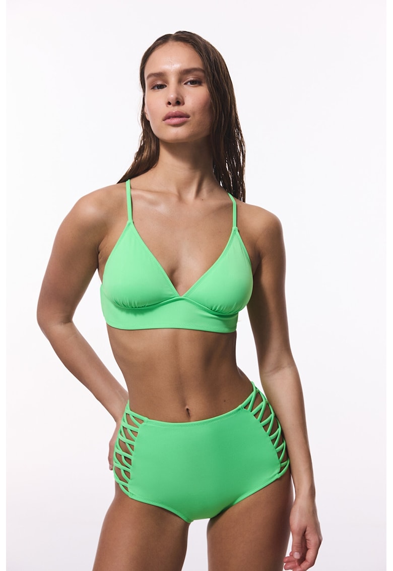 Sutien triunghiular cu decolteu in V - Verde lime