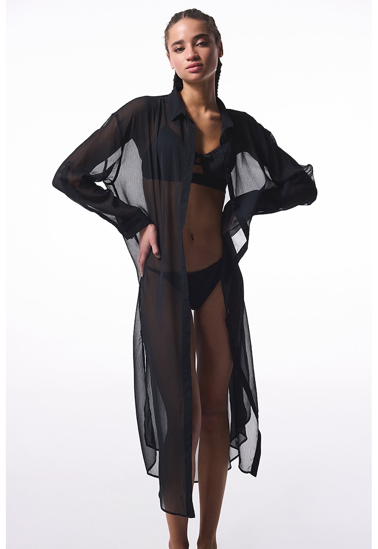 Camasa transparenta cu maneci lungi