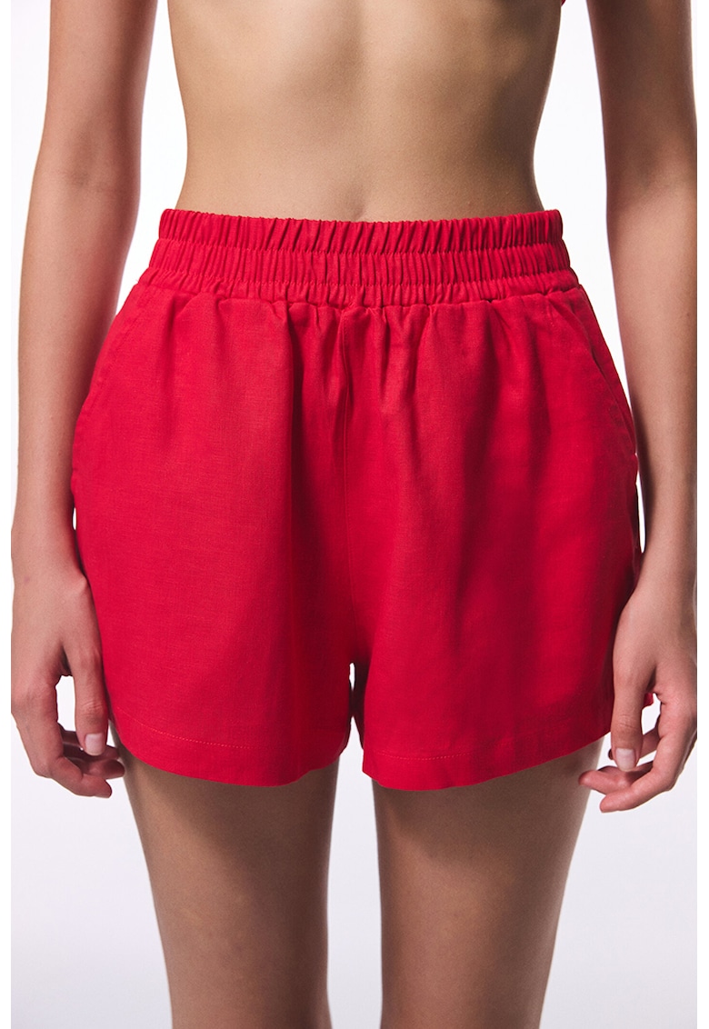 Pantaloni scurti cu talie inalta - din amestec de in Pantaloni scurti cu talie inalta - din amestec de in