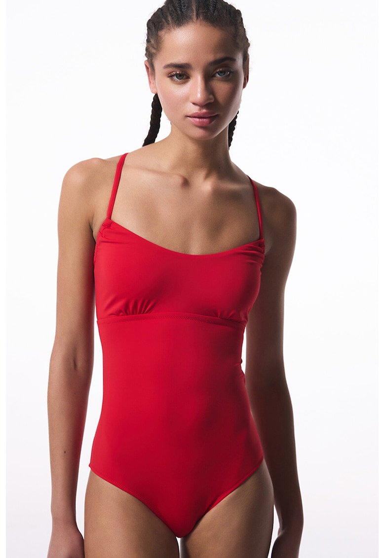 Costum de baie intreg cu bretele incrucisate pe partea din spate