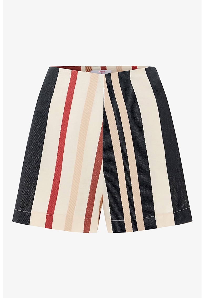 Pantaloni scurti de plaja - din bumbac - in dungi
