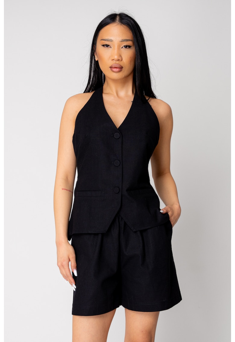 Set Vesta cu spatele gol si pantalon scurt Black 16626 Set Vesta cu spatele gol si pantalon scurt Black 16626