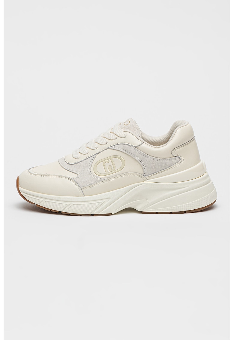 Pantofi sport demi-wedge de piele si piele ecologica