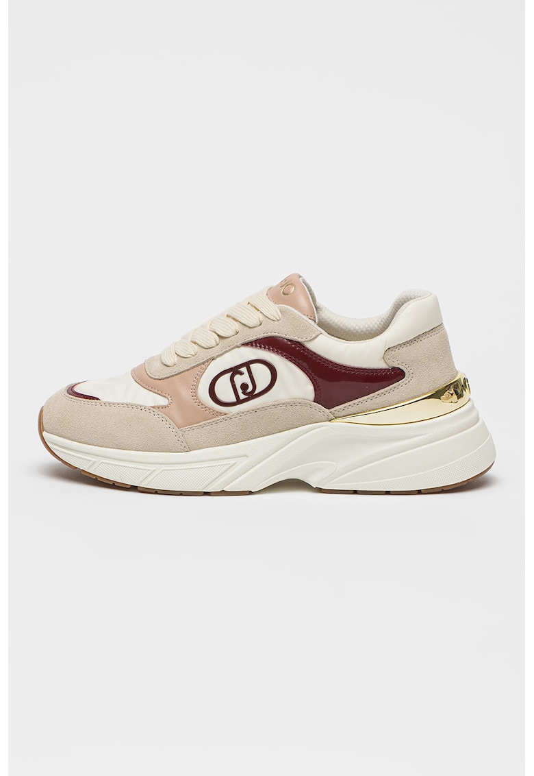 Pantofi sport demiwedge cu garnituri de piele intoarsa