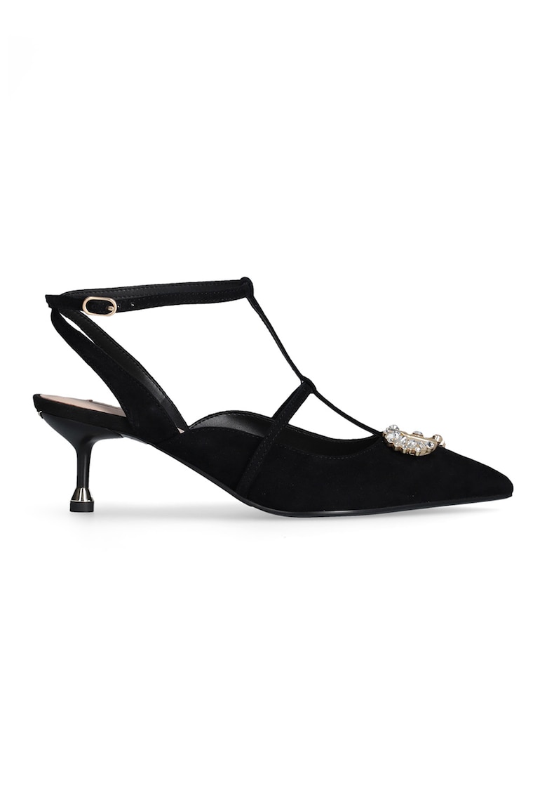 Pantofi D'orsay de piele intoarsa cu aplicatii de strasuri Pantofi D'orsay de piele intoarsa cu aplicatii de strasuri