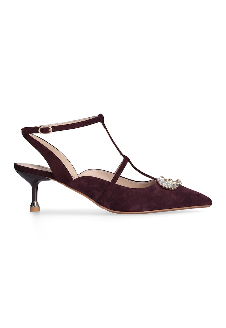 Pantofi D'orsay de piele intoarsa cu aplicatii de strasuri Pantofi D'orsay de piele intoarsa cu aplicatii de strasuri