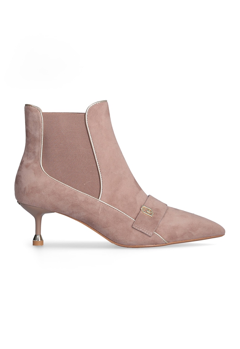 Botine Chelsea de piele intoarsa cu monograma metalica