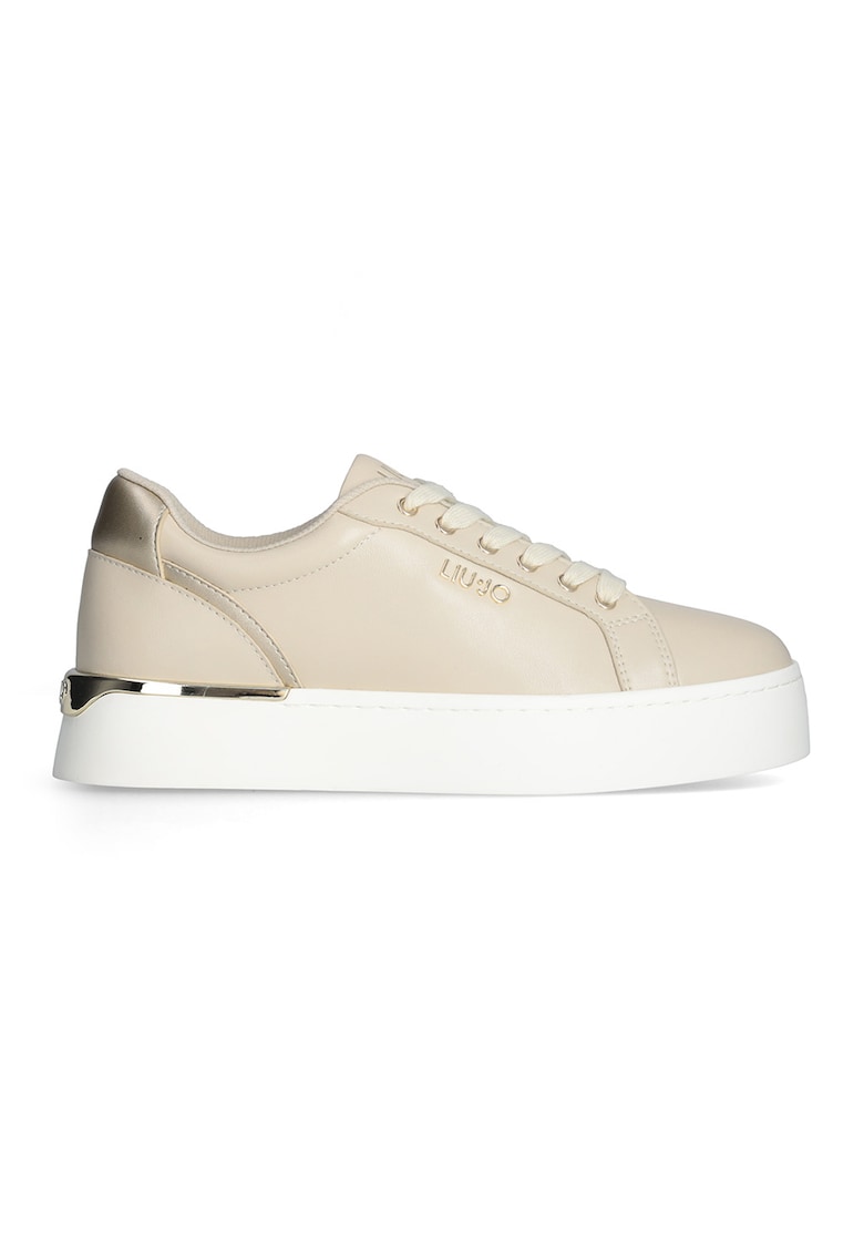 Pantofi sport low-cut de piele - Auriu/Bej inchis