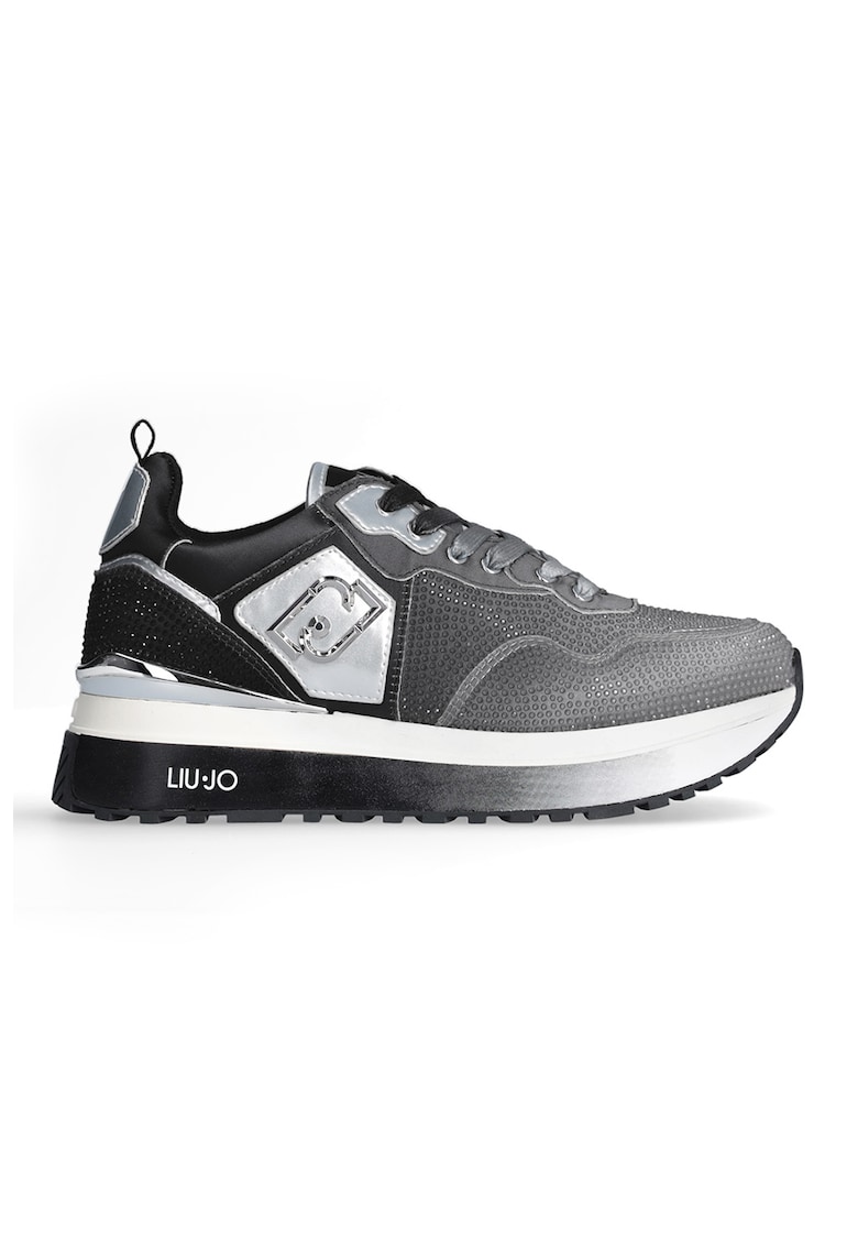 Pantofi sport de piele ecologica cu talpa plata si strasuri