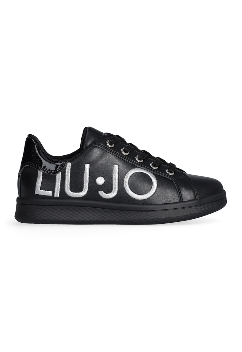 Pantofi sport de piele ecologica cu logo - Negru/Argintiu