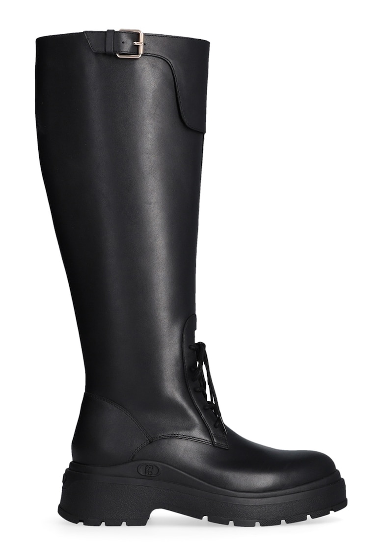 Cizme lungi de piele cu fermoar