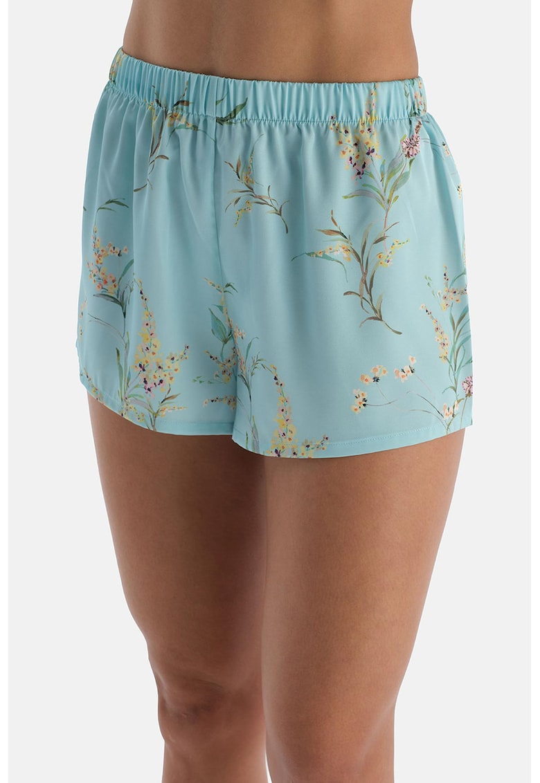 Pantaloni de pijama din satin cu model floral