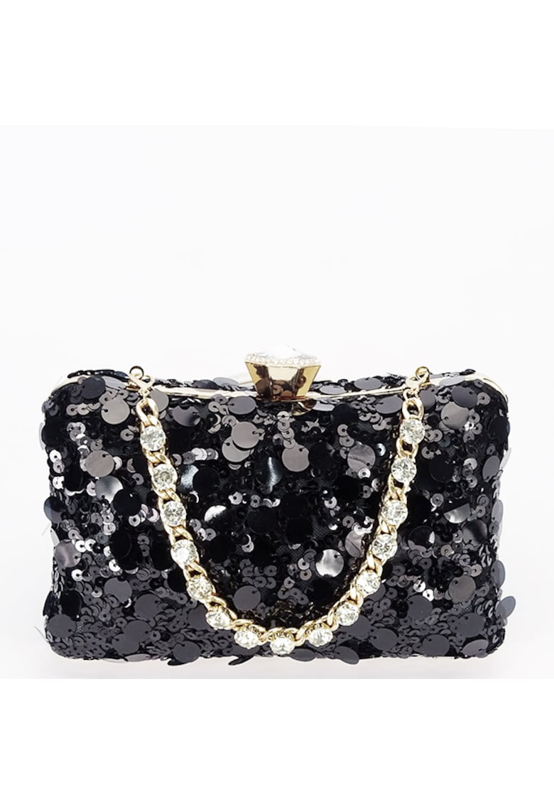 Geanta clutch neagra cu paiete BYH-896 05 17326 - Negru
