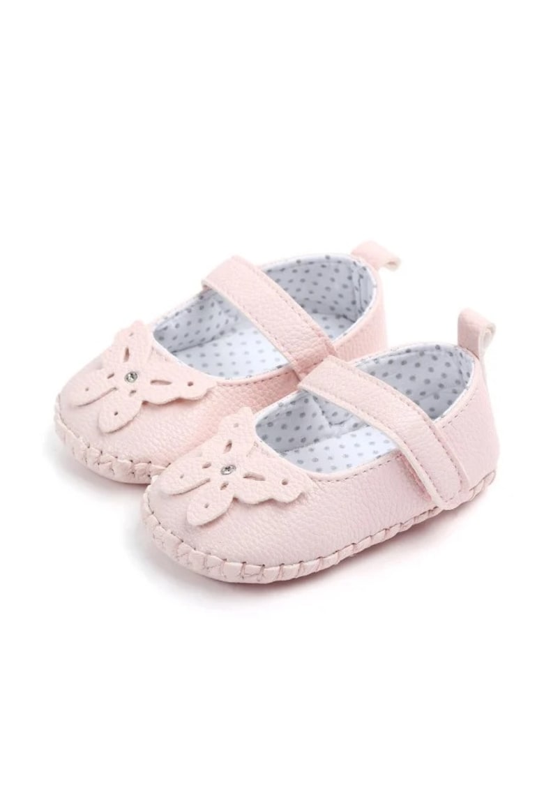 Pantofi Cu Fluturas - Velcro - Elegant - Piele ecologica - Fete - Roz - 12-18 luni -