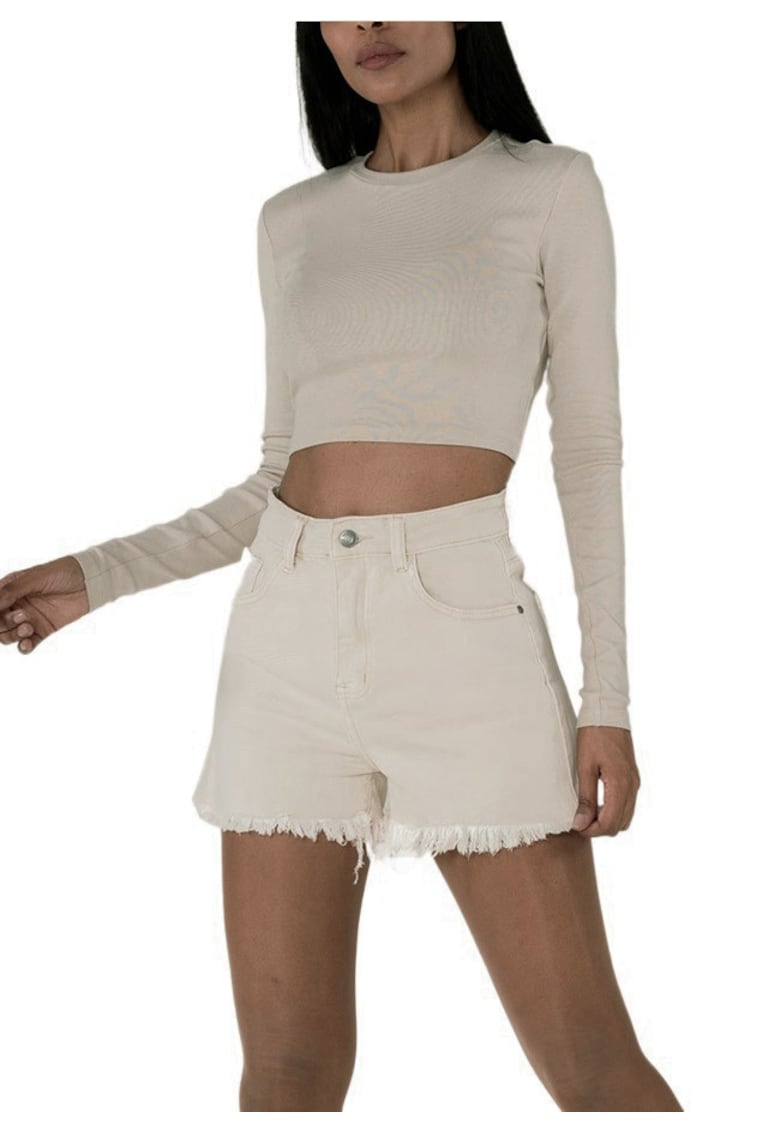 Blugi scurti bej  cu terminatii franjurate J231-25 M7 17313