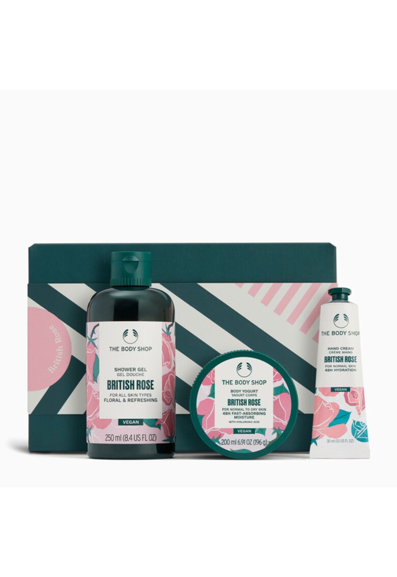 Set Cadou British Rose Essentials - gel de dus 250ml - iaurt de corp 200ml - crema de maini 30ml