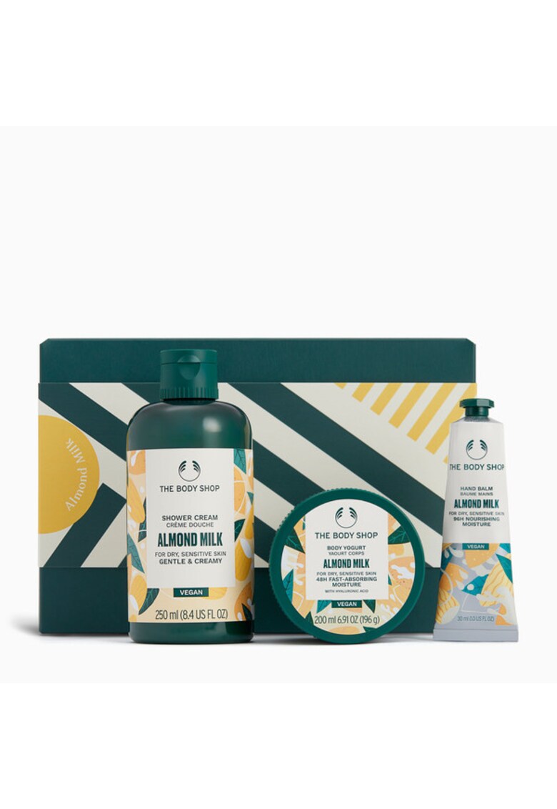 Set Cadou Almond Milk Essentials - 3 produse - hidratare pentru piele uscata si sensibila - multicolor