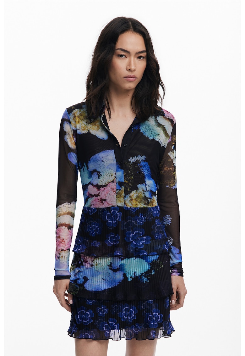 Rochie stratificata cu model 2 in 1 si maneci lungi