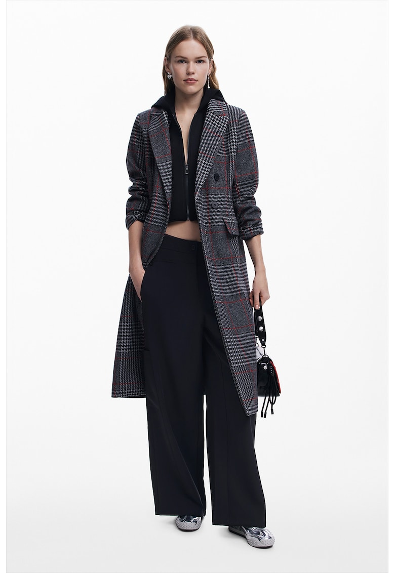 Palton din amestec de lana cu model 2 in 1