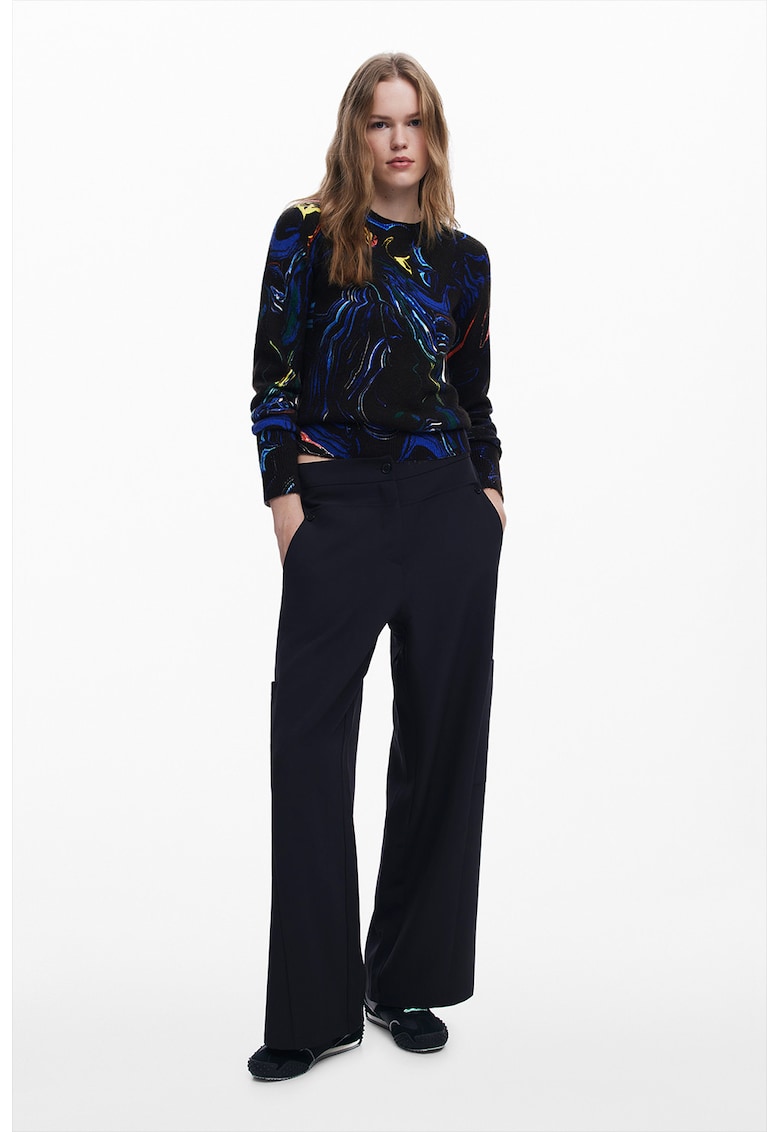 Pulover tricotat fin cu model abstract