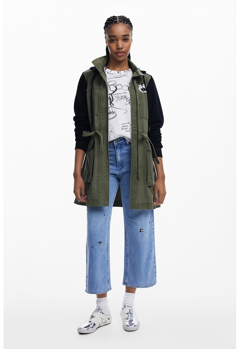 Jacheta parka cu imprimeu Mickey Mouse - Negru/Kaki