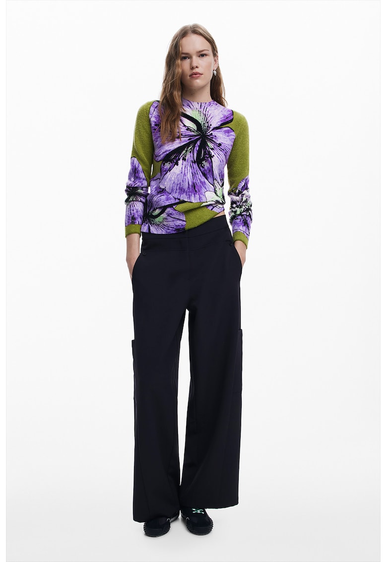 Pulover tricotat cu imprimeu floral