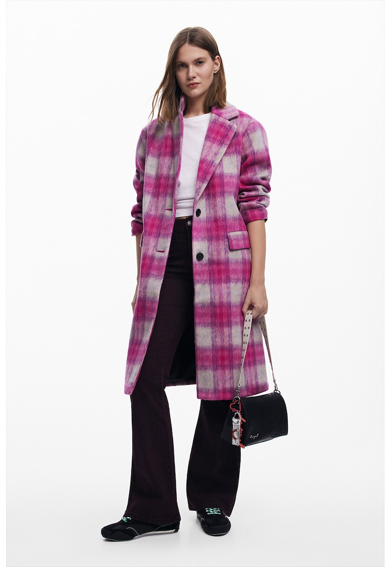 Palton in carouri din amestec de lana