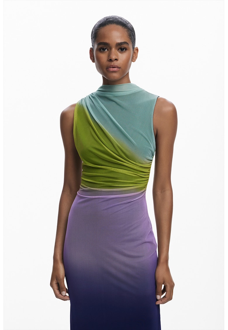 Rochie fara maneci cu volane