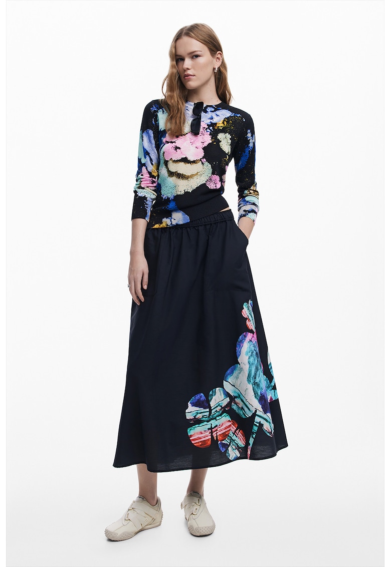 Pulover din amestec de in cu imprimeu floral Pulover din amestec de in cu imprimeu floral