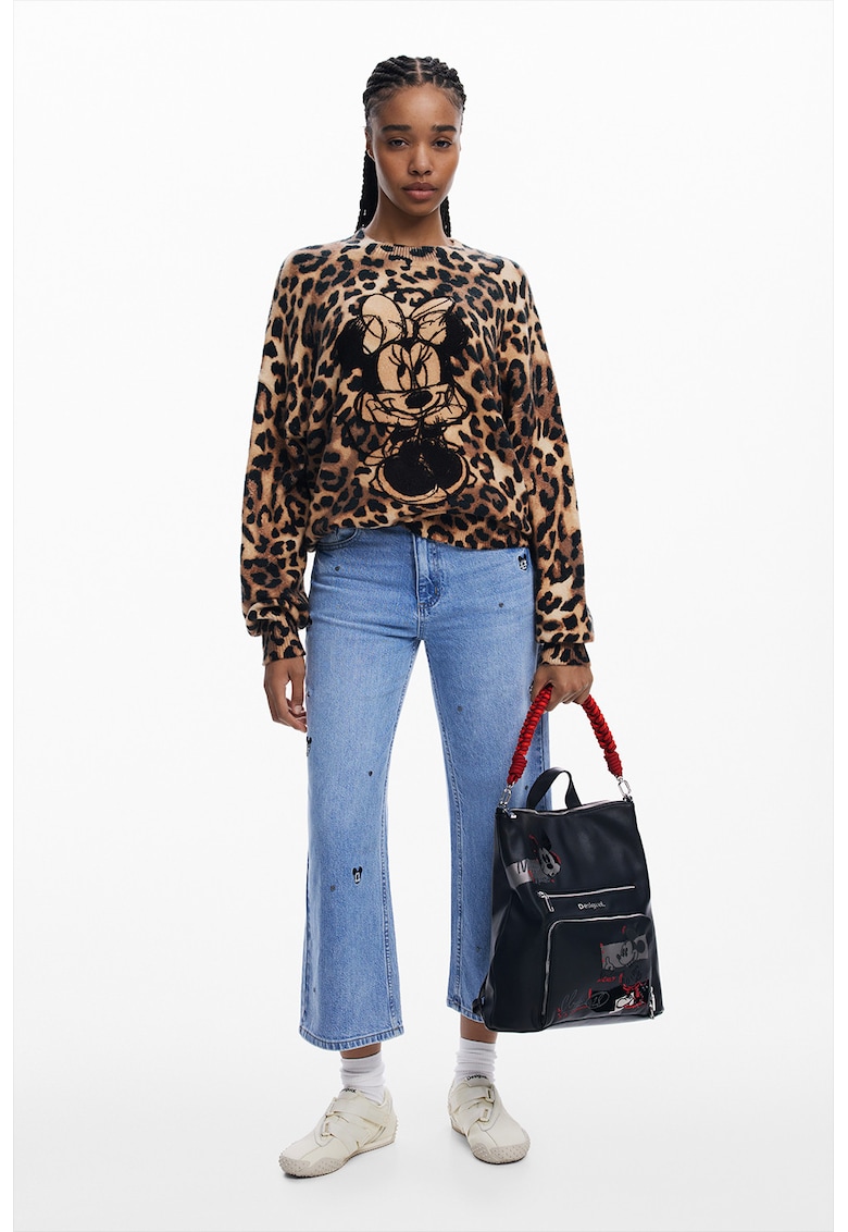 Pulover tricotat cu animal print