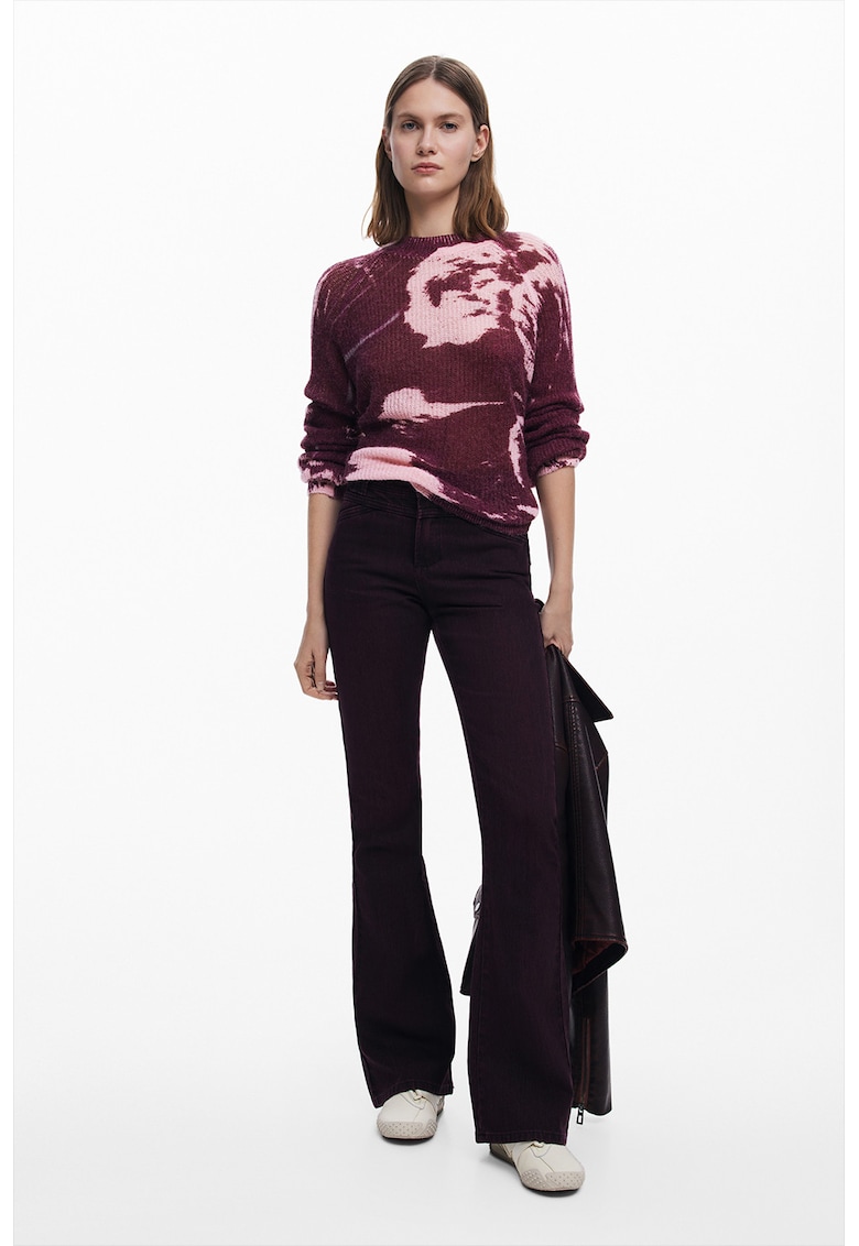 Pulover din amestec de lana cu model abstract