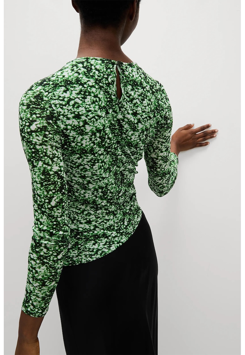 Bluza asimetrica cu snur - Verde/Alb murdar