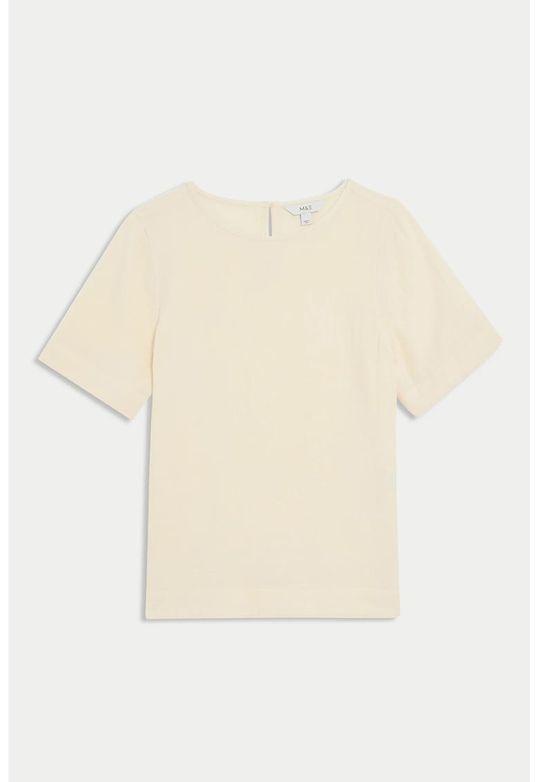 Marks Spencer Tricou de bumbac cu decolteu rotund - Crem
