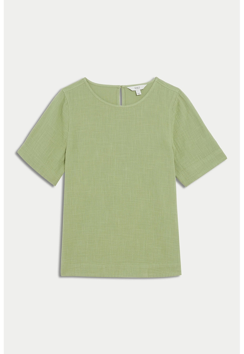 Marks Spencer Tricou de bumbac cu decolteu rotund - Verde fistic