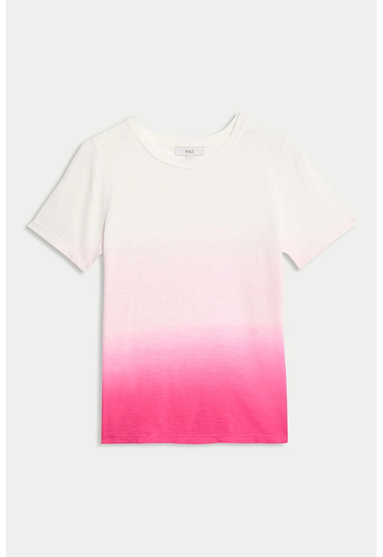 Marks Spencer Tricou cu decolteu rotund - Alb/Roz deschis