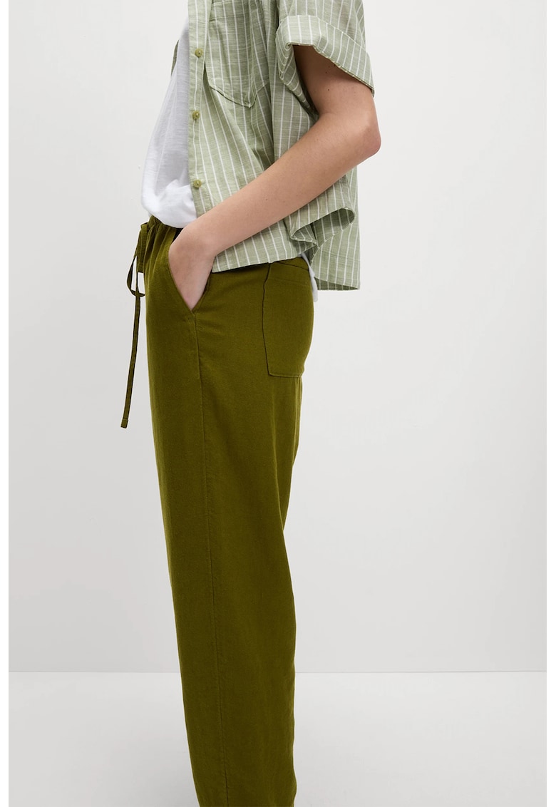 Pantaloni din amestec de in cu snur