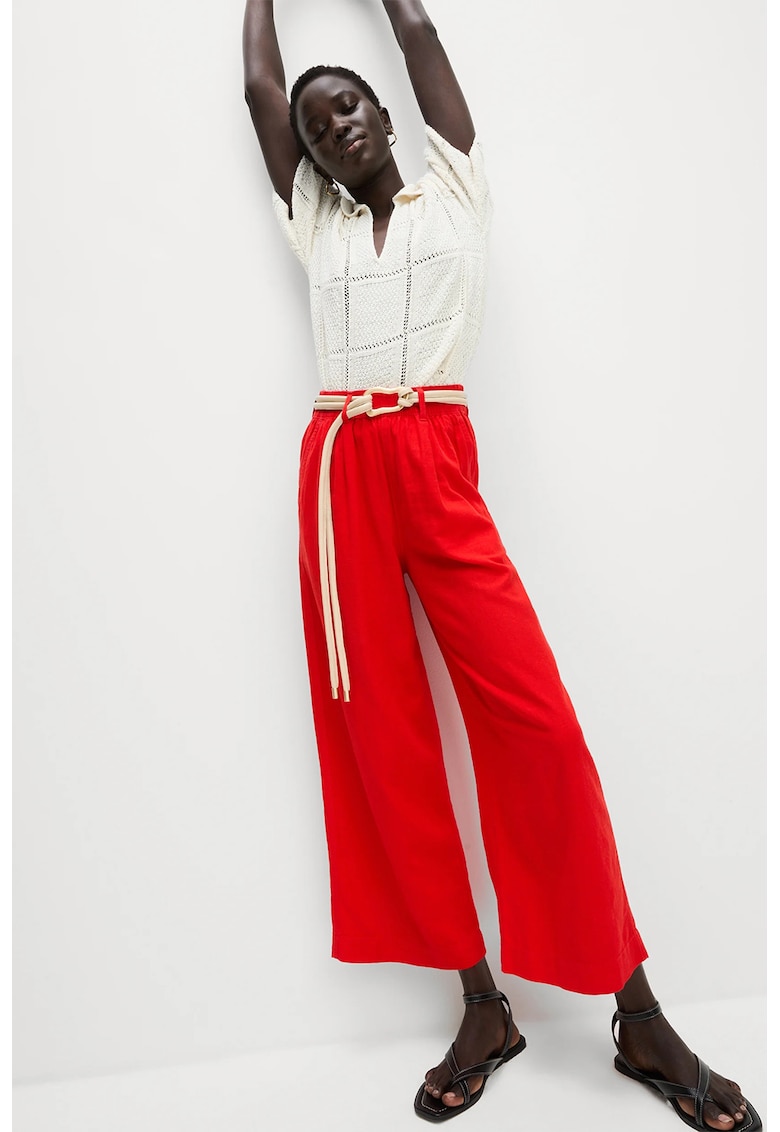 Pantaloni drepti din amestec de in