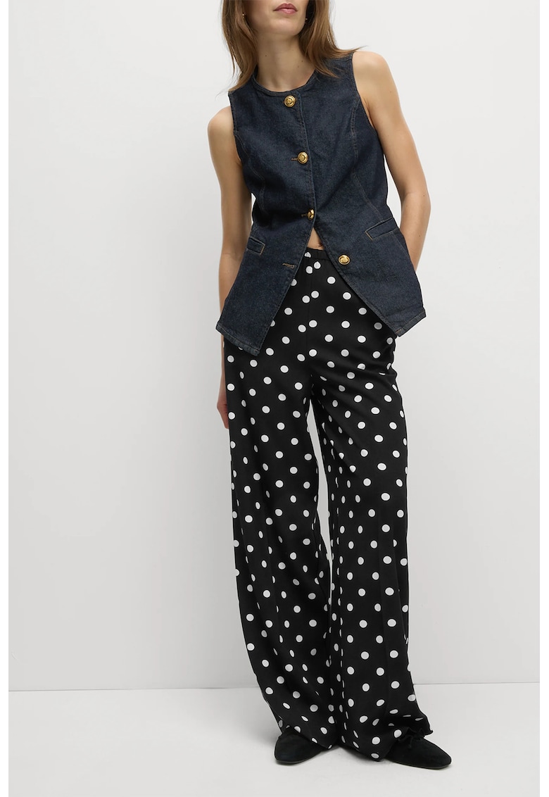 Pantaloni cu croiala dreapta si animal print