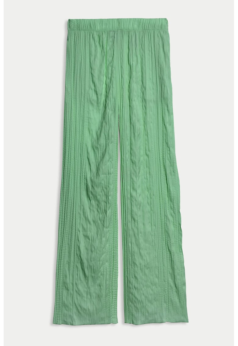 Pantaloni texturati cu croiala ampla