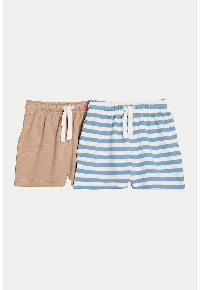 Marks Spencer Set de pantaloni scurti cu snur - 2 perechi - Maro taupe/Albastru deschis
