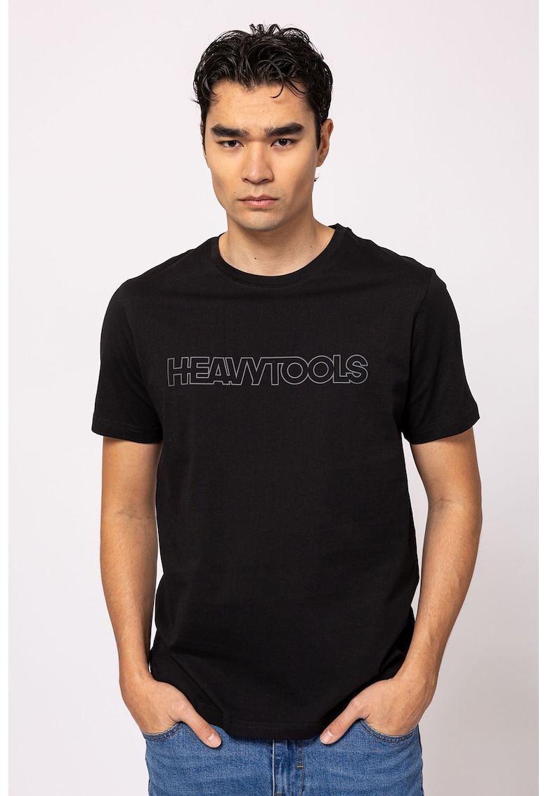 Tricou de bumbac cu imprimeu logo - Negru