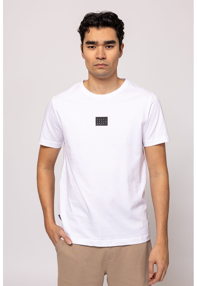 Tricou din bumbac cu decolteu la baza gatului Maska - Alb optic